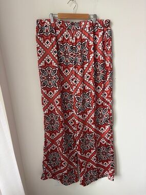 NWT LTS Long Tall Sally Medallion Print Wide Leg Pants Pull On Boho Resort Sz 14